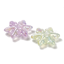 クリスマス スノーフレーク UV メッキ 光る レインボー 玉虫色 アクリル ビーズ  キラキラビーズ  暗闇で光る  ミックスカラー  29.5x27x7.5mm  穴：1.8mm&nbsp;LACR-R001-07A
