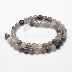 天然クラウドクォーツビーズ連売り  多面カット  ラウンド  グレー  6mm  穴：1mm  約61個/連  14.9インチ〜15.1インチ&nbsp;G-G736-21-6mm