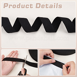 コットンヘリンボーンリボン  衣類用アクセサリー  ブラック  1インチ（24mm）&nbsp;OCOR-WH0101-12B-03