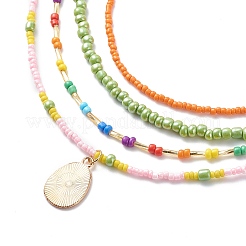 4Pcs 4 Style Glass Seed Imitatin Pearl Beaded Necklaces Set&nbsp;NJEW-JN04012