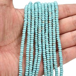 合成インペリアルジャスパービーズ連売り  染め  ロンデル  アクアマリン  4x1.5mm  穴：0.7mm  約155個/連  14.96''（38センチメートル）&nbsp;G-L635-A09-4x2mm-07