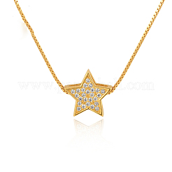 Star 925 Sterling Silver Micro Pave Clear Cubic Zirconia Pendant Necklaces for Women&nbsp;FS-WGE80D2-01