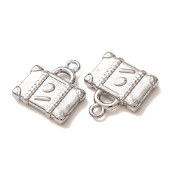 304ステンレスペンダント  旅行用スーツケースチャーム  長持ちメッキ  ステンレス鋼色  13x12x2.5mm  穴：1.4mm&nbsp;SA-CBA9EE2-09P