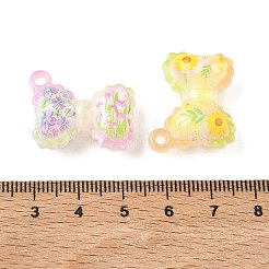 印刷されたアクリルパーツ  ちょう結びのチャーム  ミックスカラー  19.5x24x11mm  穴：2mm&nbsp;AC-CBA4EF4-09