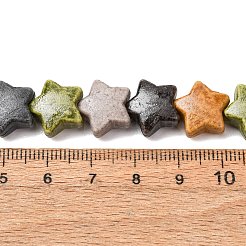 ヴィンテージの手作り磁器ビーズの連  ファンシーアンティーク施釉磁器  スター  ミックスカラー  13x13.5x6.5mm  穴：2mm  約30個/連  13.39''（34センチメートル）&nbsp;PR-CBAA37B-08A