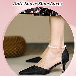 2 Pairs 2 Colors Women's Detachable ABS Plastic Imitation Pearl Beaded Shoe Laces for High Heels&nbsp;FIND-PH0007-46