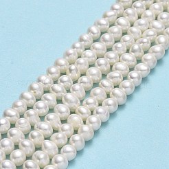 天然養殖淡水パールビーズ連売り  ポテト  ベージュ  4~5x4~5.5x4.5~5mm  穴：0.5~0.7mm  約76~81個/連  13.70~14.17インチ（34.8~36cm）&nbsp;PEAR-F018-13D-01