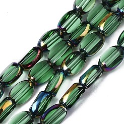 電気メッキガラスビーズセット  エッジabカラーメッキ  オーバル  ミックスカラー  6.5x4x3mm  穴：0.8mm  約80個/連  20.08インチ（51cm）&nbsp;EGLA-S193-01A-B