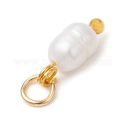 Natural Cultured Freshwater Pearl Potato Charms with Brass Jump Rings&nbsp;PALLOY-JF04176-01
