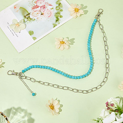 Alloy & Synthetic Turquoise Round Beaded Chain Belts for Pants&nbsp;AJEW-WH20070-058