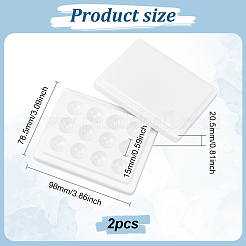 プラスチック模造磁器水彩油パレット  ペイント＆描画用品  長方形  ホワイト  9.8x7.85x2.05cm  内径：1.5のCM&nbsp;TOOL-WH0053-37