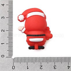 クリスマステーマのシリコンフォーカルビーズ  DIYネックレスの製作  レッド  サンタクロース  30x24x17mm  穴：2mm&nbsp;LS-SIL-L007-01B