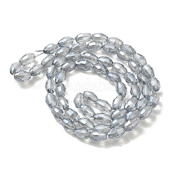 電気メッキガラスビーズセット  フル虹メッキ  多面カット  オーバル  ゲインボロ  6x4mm  穴：1mm  約65~68個/連  13.7~14.3インチ&nbsp;EGLA-J013-4X6mm-F33