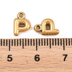 304ステンレスペンダント  文字チャーム  イオンプレーティング（ip）  文字p  9.5~10x2.5~9x2.5mm  穴：1.2mm&nbsp;STAS-S186-12P-G01