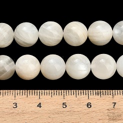 天然ホワイトムーンストーンビーズ連売り  スムーズなラウンド  10~10.5mm  穴：1mm  約39個/連  15.75''（40センチメートル）&nbsp;G-L664-A01-10mm