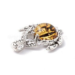 ガラスチャーム  アンティークシルバーメッキ合金パーツ  ナザールボンジュウ  ゴールデンロッド  42x29x8.5mm  穴：6x4mm&nbsp;FIND-A015-01B-AS