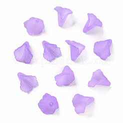 透明なアクリルビーズキャップ  朝顔ビーズ  艶消し  花  紫色のメディア  18x18x17mm  穴：1.5mm  約700個/500g&nbsp;PL551-C08