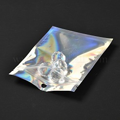 長方形のジッパー付きプラスチック製グリッターホログラフィックバッグ  再封可能なバッグ  透明  14.9x10.5cm  穴：8mm  片側の厚さ：2.7ミル（0.07mm）&nbsp;OPP-I002-01B