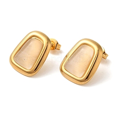 304ステンレススチールとオパライトのフープピアス（女性用）  台形  ゴールドカラー  17x14mm&nbsp;EJEW-S236-05G
