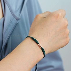 5個のマルチカラースタイリッシュなユニセックスラウンド真鍮ビーズ編みブレスレットセット  調整可能コードブレスレット  ミックスカラー  11.02インチ（28cm）&nbsp;OJ1564-1