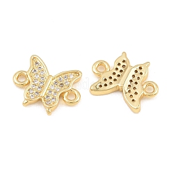 Brass Micro Pave Clear Cubic Zirconia Connector Charms&nbsp;CU-CBA908F-04G-03