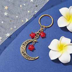 Tibetan Style Alloy Hollow Moon Pendant Keychain&nbsp;KEYC-JKC00690-05