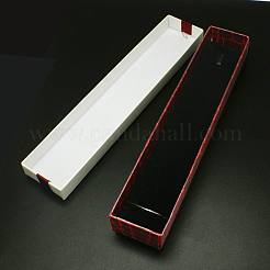 ちょう結びが付いている長方形のボール紙のネックレス/哨舎  ホワイト  20x4x2.5cm&nbsp;CBOX-N006-01