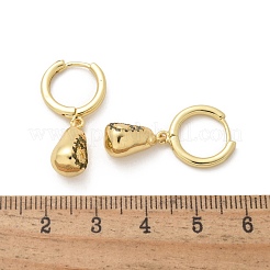 真鍮製キュービックジルコニアフープピアス  鉛フリー＆カドミウムフリー  18KGP本金メッキ  梨  27x7.5mm&nbsp;EJEW-Q015-02G-B