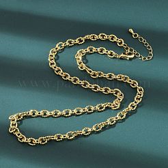 Brass Textured Cable Chain Necklaces&nbsp;NJEW-A042-12G-01