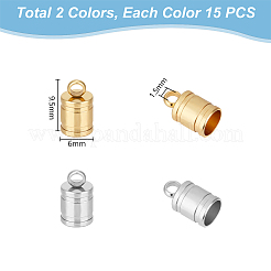 30Pcs 2 Colors 201 Stainless Steel Cord Ends&nbsp;STAS-UN0055-46