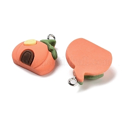 ハロウィーンのテーマの不透明樹脂ペンダント  ハロウィンチャーム  カボチャ  22x19x8mm  穴：2mm&nbsp;RESI-N039-89