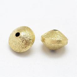 真鍮の織り目加工のビーズ  ニッケルフリー  双円錐形  生（メッキなし）  10x7mm  穴：2mm&nbsp;KK-P095-48