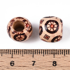 Printed Natural Wood Beads&nbsp;WOOD-N018-07C