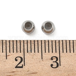 304ステンレススチールビーズ  ラウンド  ゴム栓付き  ニッケルフリー  ステンレス鋼色  4mm  穴：2mmと1mm&nbsp;STAS-C148-07B-P