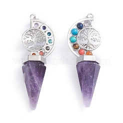 Natural & Synthetic Mixed Gemstone Big Chakra Pointed Pendants&nbsp;G-E566-06
