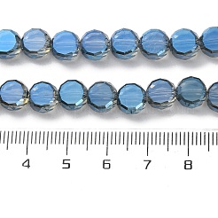 電気メッキガラスビーズセット  フラットラウンド  多面カット  半分虹メッキ  ミックスカラー  8x5mm  穴：1.4mm  約79個/連  23.31インチ（59.2cm）&nbsp;EGLA-C010-01A