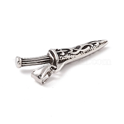 304ステンレスペンダント  シミター  アンティークシルバー  50x16.5x7mm  穴：8x4.5mm&nbsp;STAS-M299-20AS
