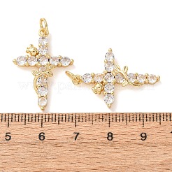 Brass Pave Clear Cubic Zirconia Pendants&nbsp;CU-CBA2907-01B-G