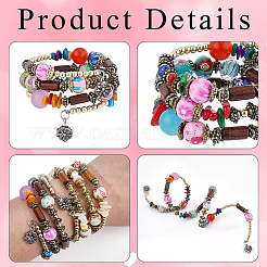 4Pcs 2 Colors Boho Multi-strand Irregular Synthetic Turquoise Beads Wrap Bracelet&nbsp;BJEW-PA0001-07