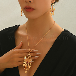 Elegant Geometric Brass Pave Cubic Zirconia Dangle Earrings & Pendant Necklaces Sets for Women&nbsp;EC3167