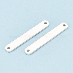 スターリングシルバーコネクターチャーム925個  矩形リンク  空白タグのスタンプ  銀  28x4x1mm  穴：1.4mm&nbsp;STER-N016-94S