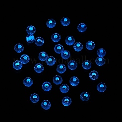 FGBグレードA透明ガラスシードビーズ  ロンデル  暗闇で光る  中央染め  多面カット  ターコイズ  4x3mm  穴：1.2~1.6mm  約6081個/ポンド&nbsp;SEED-Q040-03A-02