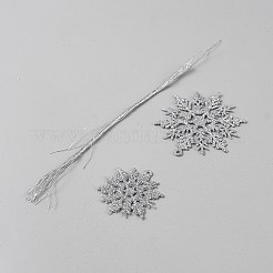 スノーフレークプラスチックペンダントデコレーション36個  コード付き  クリスマスツリーの装飾用  銀  50.5~105x45.5~97x2mm  穴：2.5~3mm&nbsp;DIY-WH20082-15B