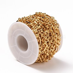 真鍮リンクチェーン  スプールで  溶接されていない  18KGP本金メッキ  リンク：12x6x1.5mm  リング：5x2mm  約16.4フィート（5m）/ロール&nbsp;CHC-A004-01G