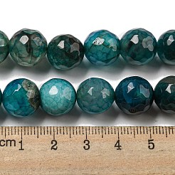 Faceted Natural Dragon Veins Agate Beads Strands&nbsp;G-F447-12mm-P07