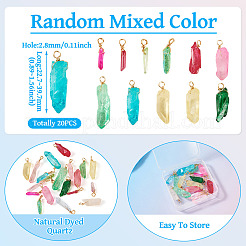20Pcs Natural Dyed Quartz Pendants&nbsp;PALLOY-TAC0245