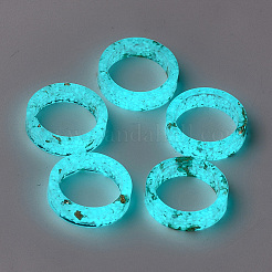 エポキシ樹脂リング  金箔  蓄光/暗闇の中で光る  芝生の緑  サイズ9  19.5mm&nbsp;RJEW-T007-01D-06