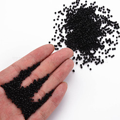 ガラス竹ビーズ  つや消し色  ブラック  2.5~3x2mm  穴：0.9mm  約15000個/ポンド&nbsp;SEED-S032-15A-M49