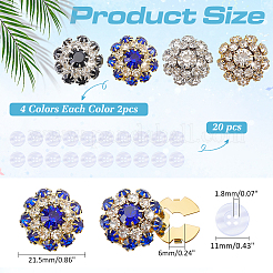 ラインストーンのカフスボタン  プラスチックボタン付き  ミックスカラー  21.5x15mm  穴：10x6mm&nbsp;BUTT-ME0001-32