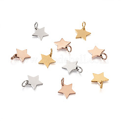 30個3色304ステンレススチールチャーム  スター  ミックスカラー  11x12x1.1mm  穴：4mm  10個/カラー&nbsp;STAS-KS0001-15